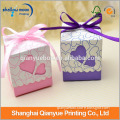 Pink and Purple Color Laser Cutting Delicate Hallow out Heart Wedding Favour Paper Candy Boxes